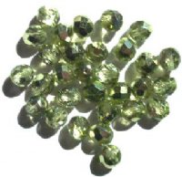 25 8mm Faceted Half Mirror Metallic Olive Firepolish Beads